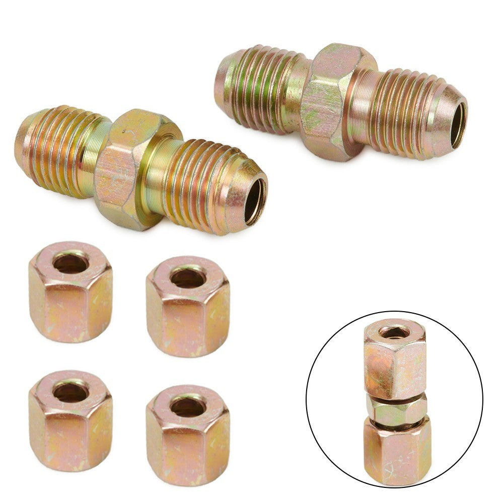 ya 5 8.7 Brake Pipe Connectors 10mm X 1mm 2 Way Inline Male&Female Nuts For 3/16 Pipe