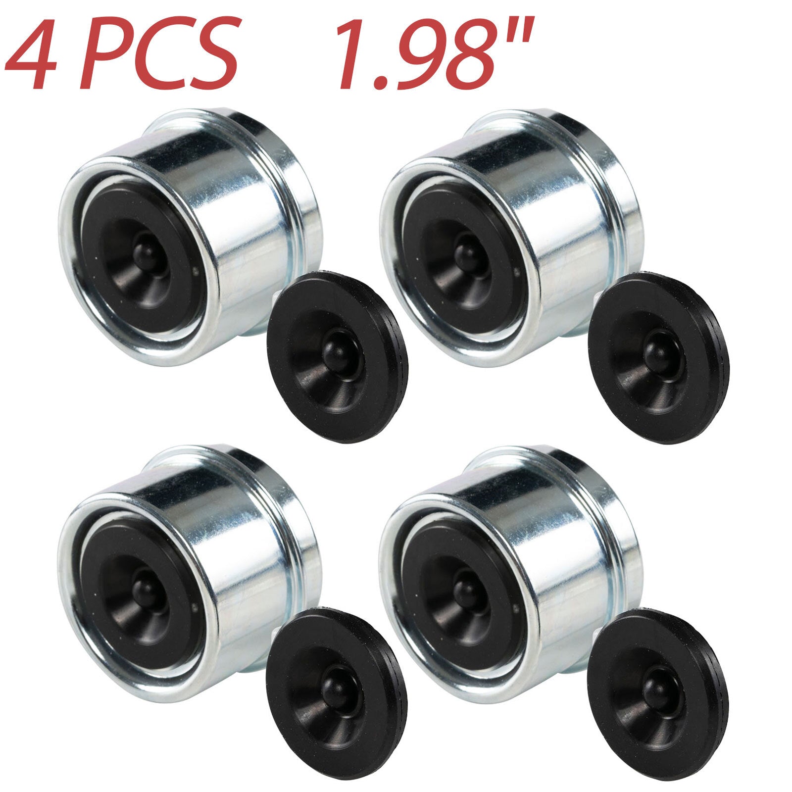ya 10 5.28.2 (4) Trailer 1.98 EZ Lube Grease Hub Cover Dust Cap w/ Rubber Plug SHIPPING