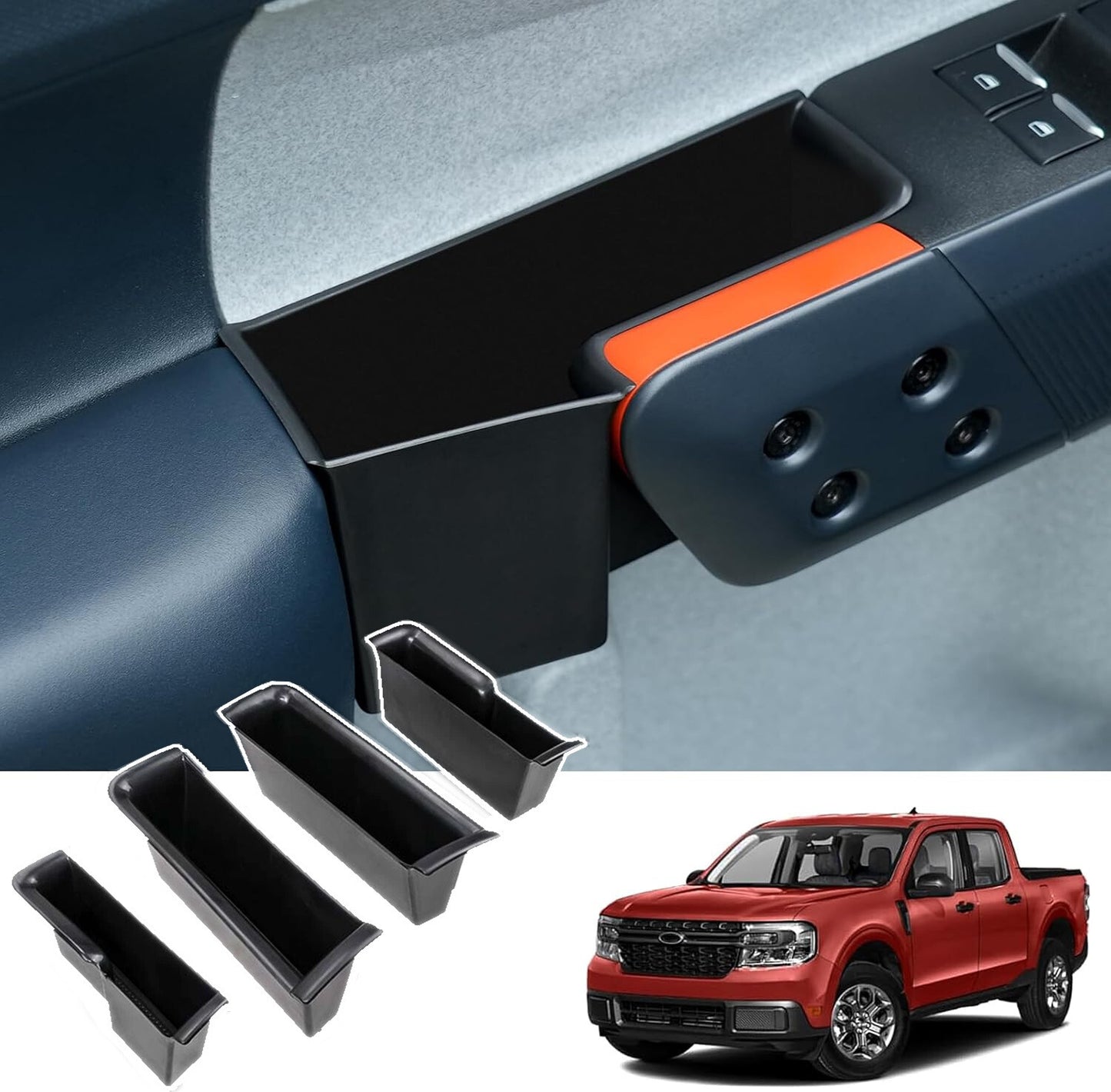 ya 1 7.7 4X For 2022-2025 for Ford Maverick Cab Front Rear Door Storage Box Organizer Trays