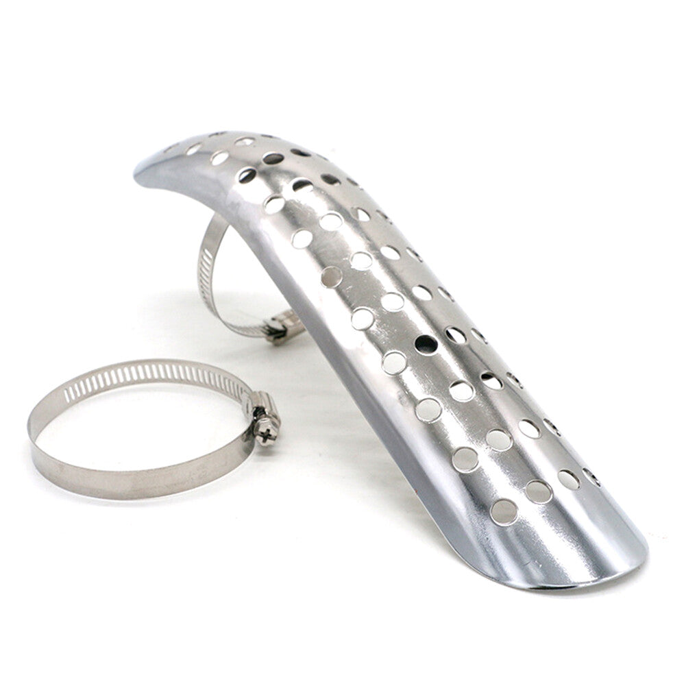 ya 5 8.7 Universal Silver Motorcycle Muffler Pipe Heat Shield Cover Heel Guard
