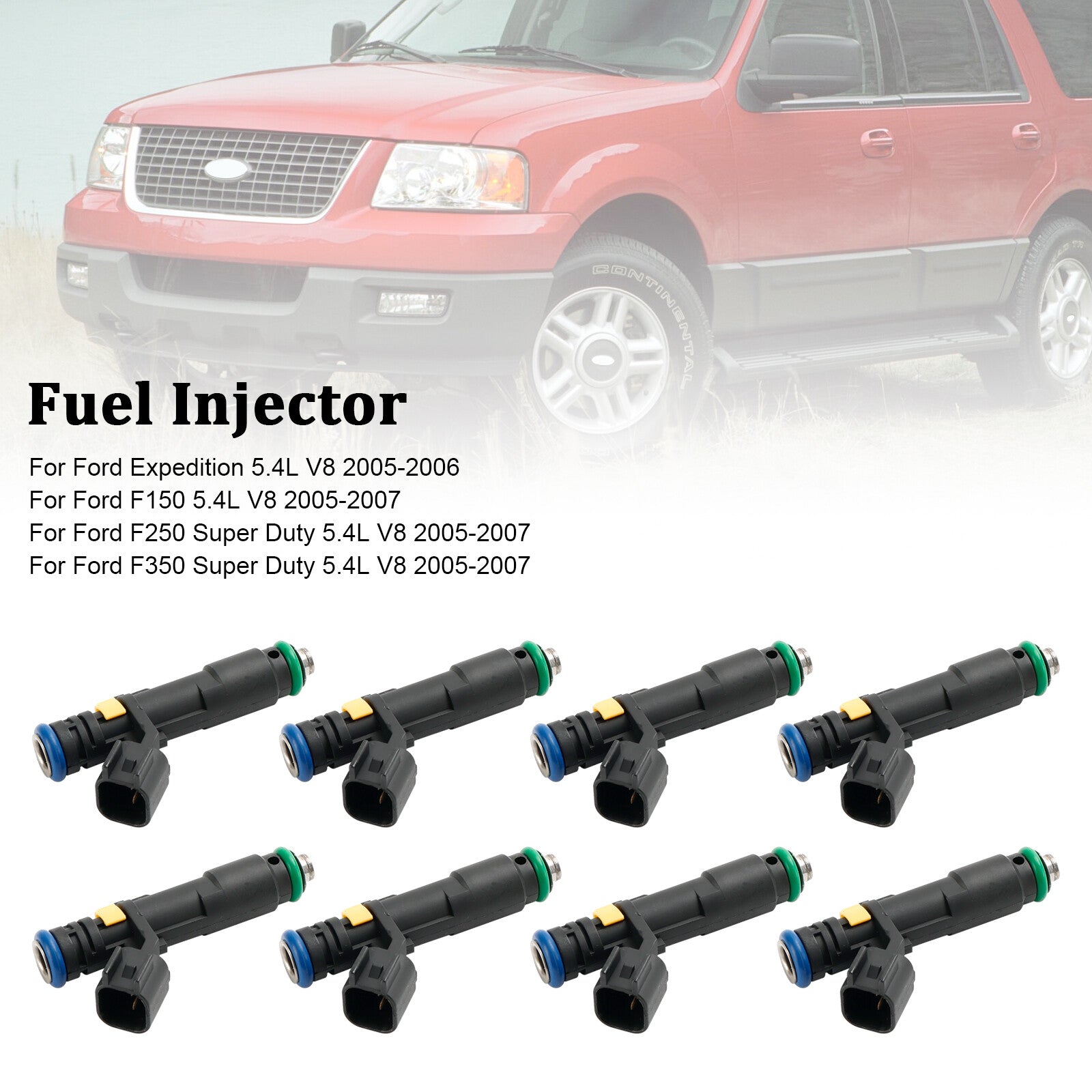 ya 1 8.5.1 8PCS Fuel Injector for F150 F250 F350 Expedition Super Duty 2005-2007 5.4L