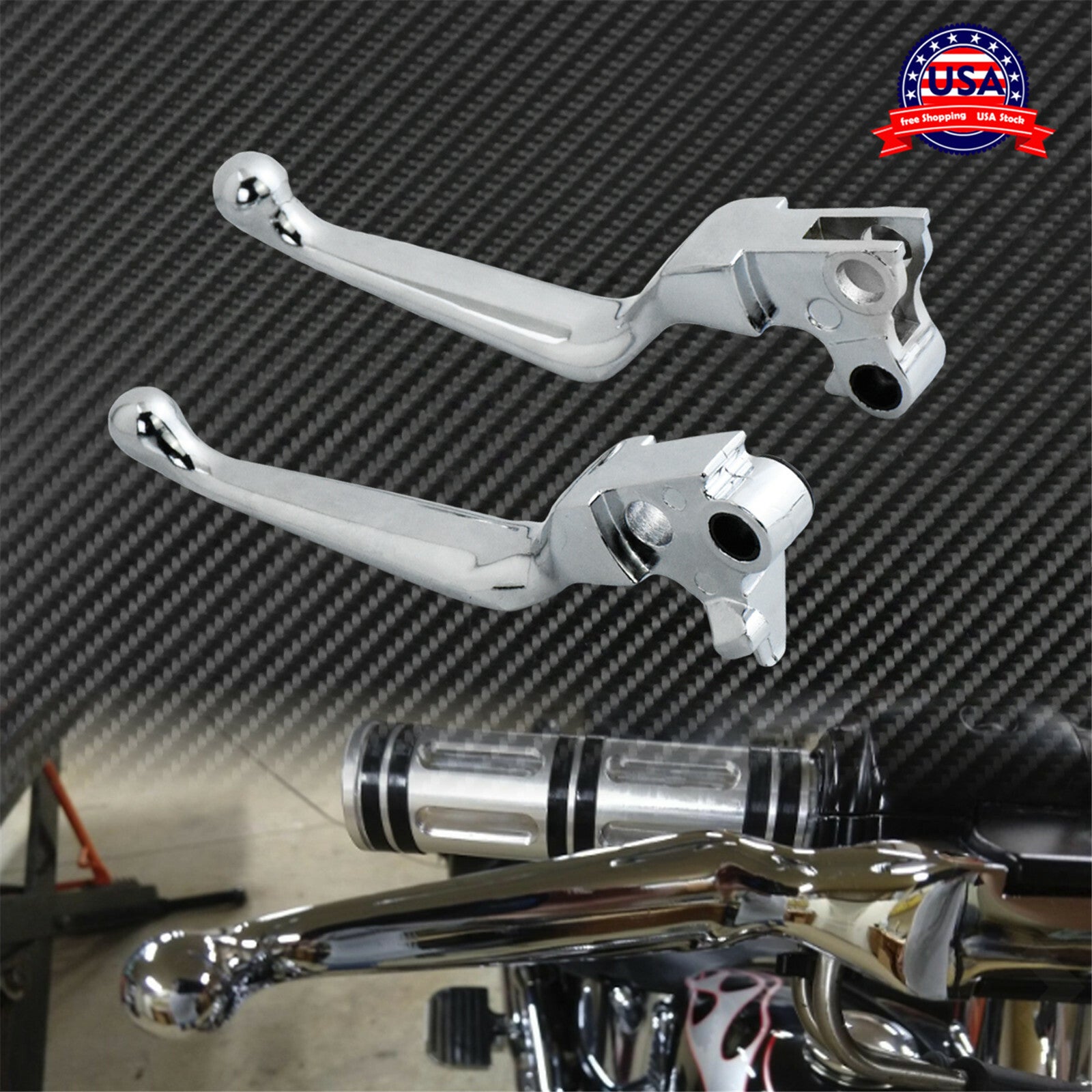 ya 2 7.15 Chrome Brake Clutch Levers Fit for Harley Sportster Softail Dyna Touring 96-07