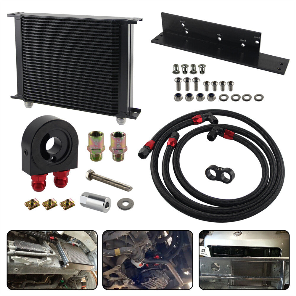 ya 5 8.7 30 Row Bolt On Oil Cooler Kit for Nissan 03-08 350z Fairlady 09-17 370Z BK