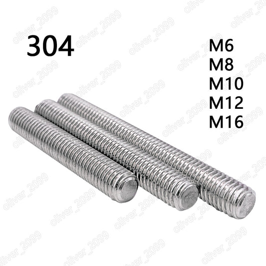 M6 M8 M10 M12 M16 304 Stainless Steel Threaded Rods Metric Thread Stud Bolts