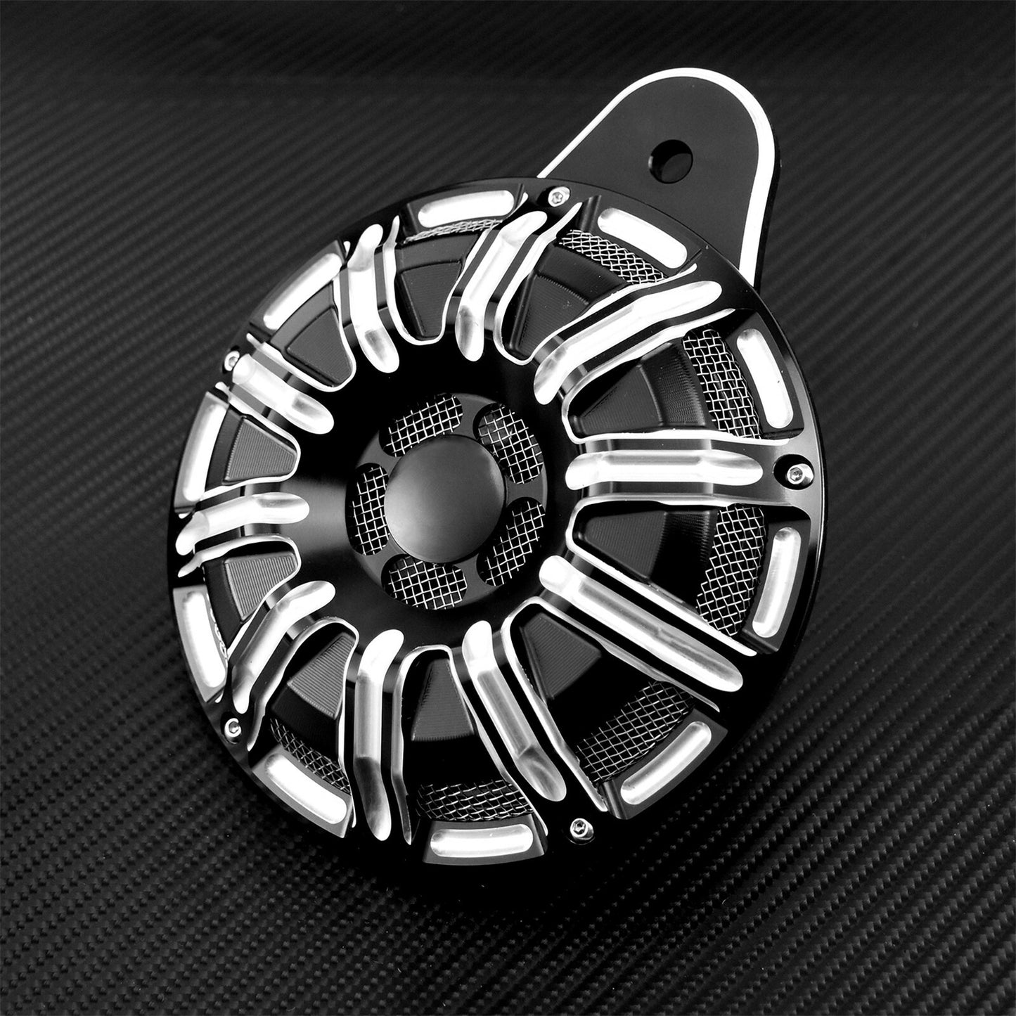 ya 5 8.7 Motorcycle 110dB CNC Horn Speaker Cover Black Fit for Harley Big Twin 1991-up