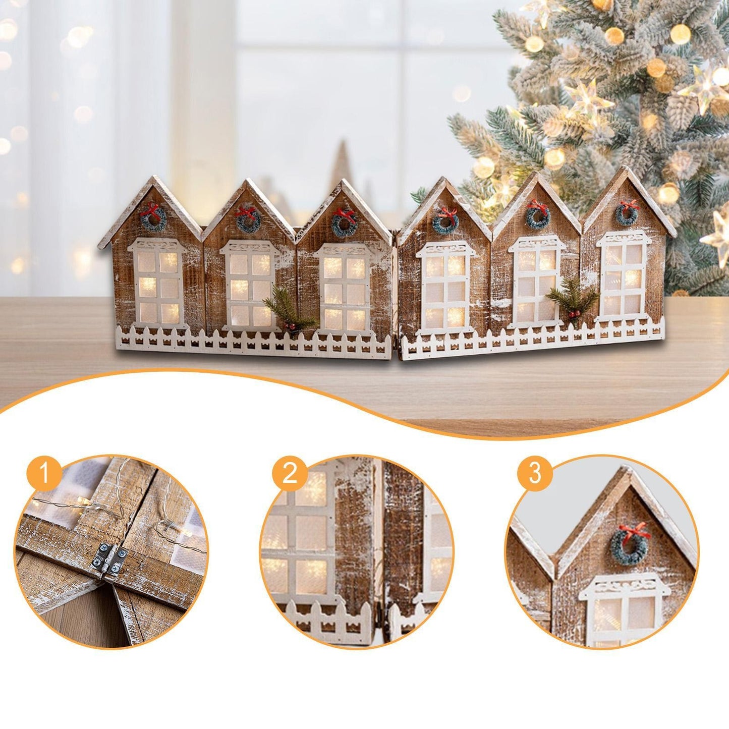 ya 25 Wooden Village Houses Set Decoration for Holiday Mantel
