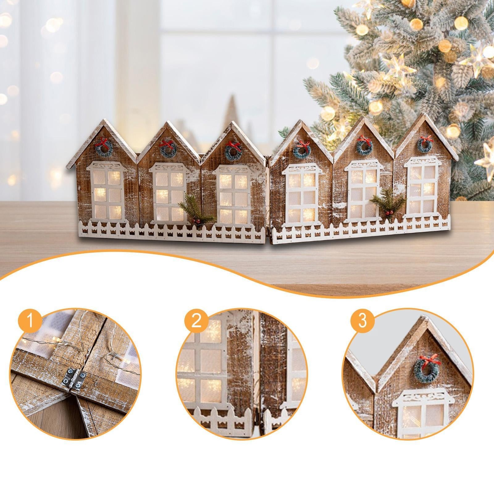 ya 25 Wooden Village Houses Set Decoration for Holiday Mantel