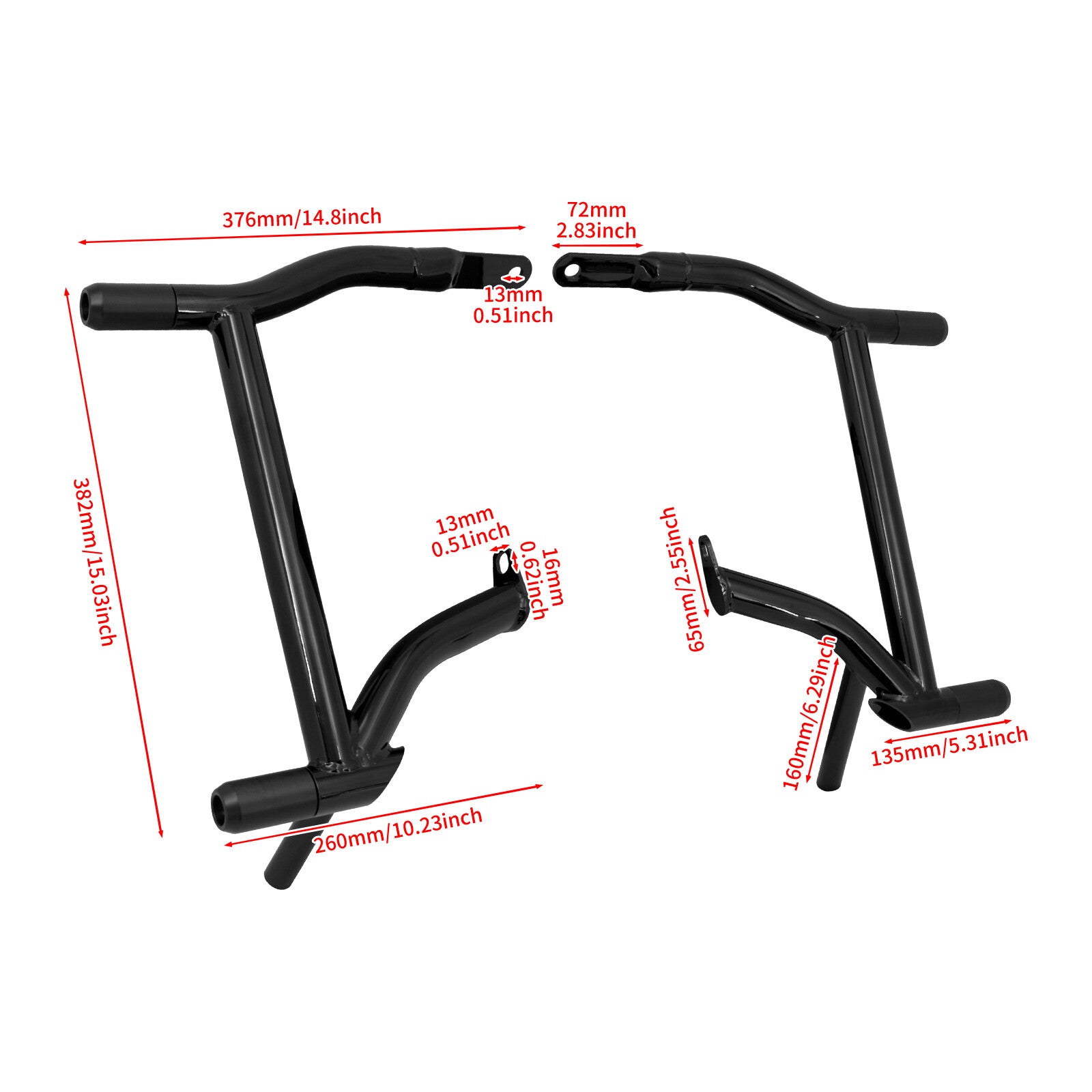 ya 5 8.7 1.25 Rear Saddlebag Guard Crash Bar for Harley Touring Road Electra Glide 09-25