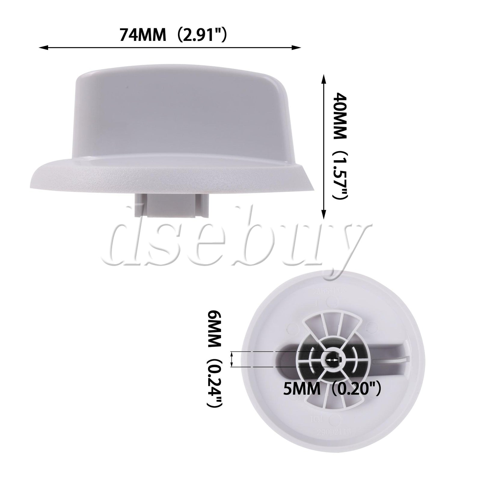 ya 26 White Plastic Control Knob Replacement for GE PS11763058 Dryer w/ 6x5mm Hole