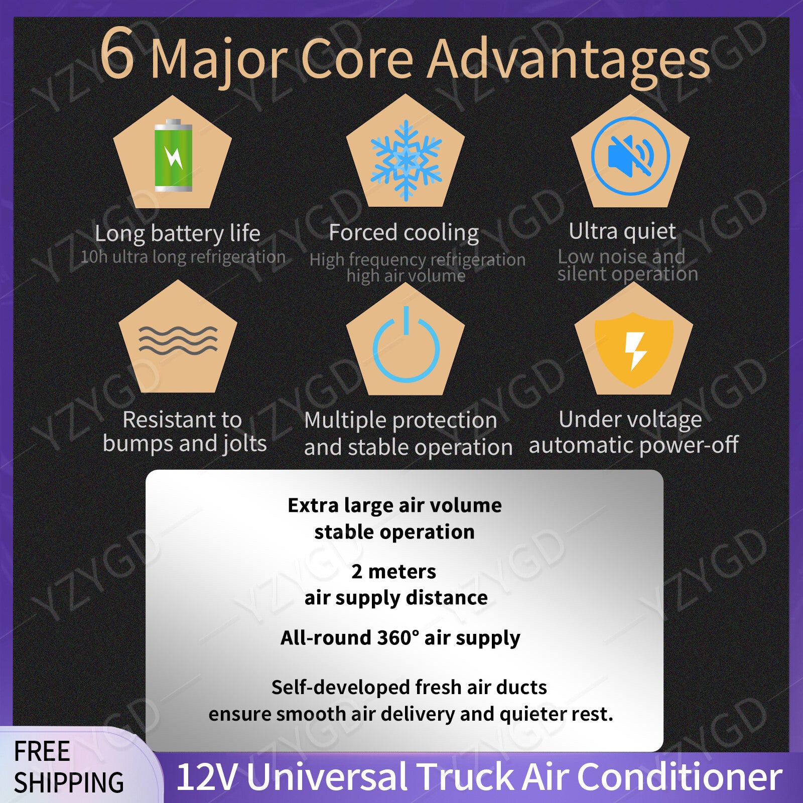 ya 5 8.7 12V Car Truck RV Caravan Air Conditioner For Engineering Bus Universal Split A/C