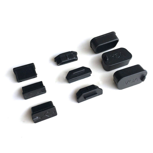 Protective USB HDMI VGA DVI Port Cover Anti-Dust Black Rubber Waterproof Plugs
