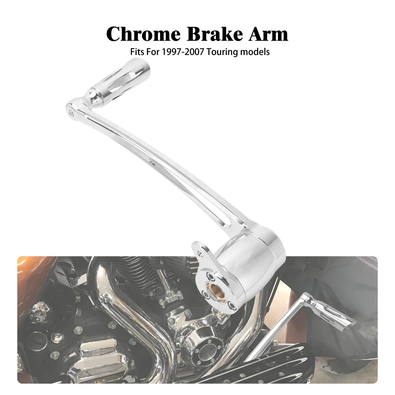 ya 1 7.13 Chrome Brake Lever Arm w/ Pedal for Harley Touring Road Electra Glide 1997-2007
