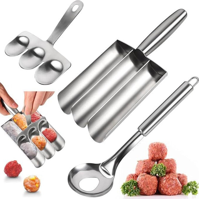 ya 26 3pcs Practical Meatball Press Molds Ball Maker Metal Shovel Ball Molder