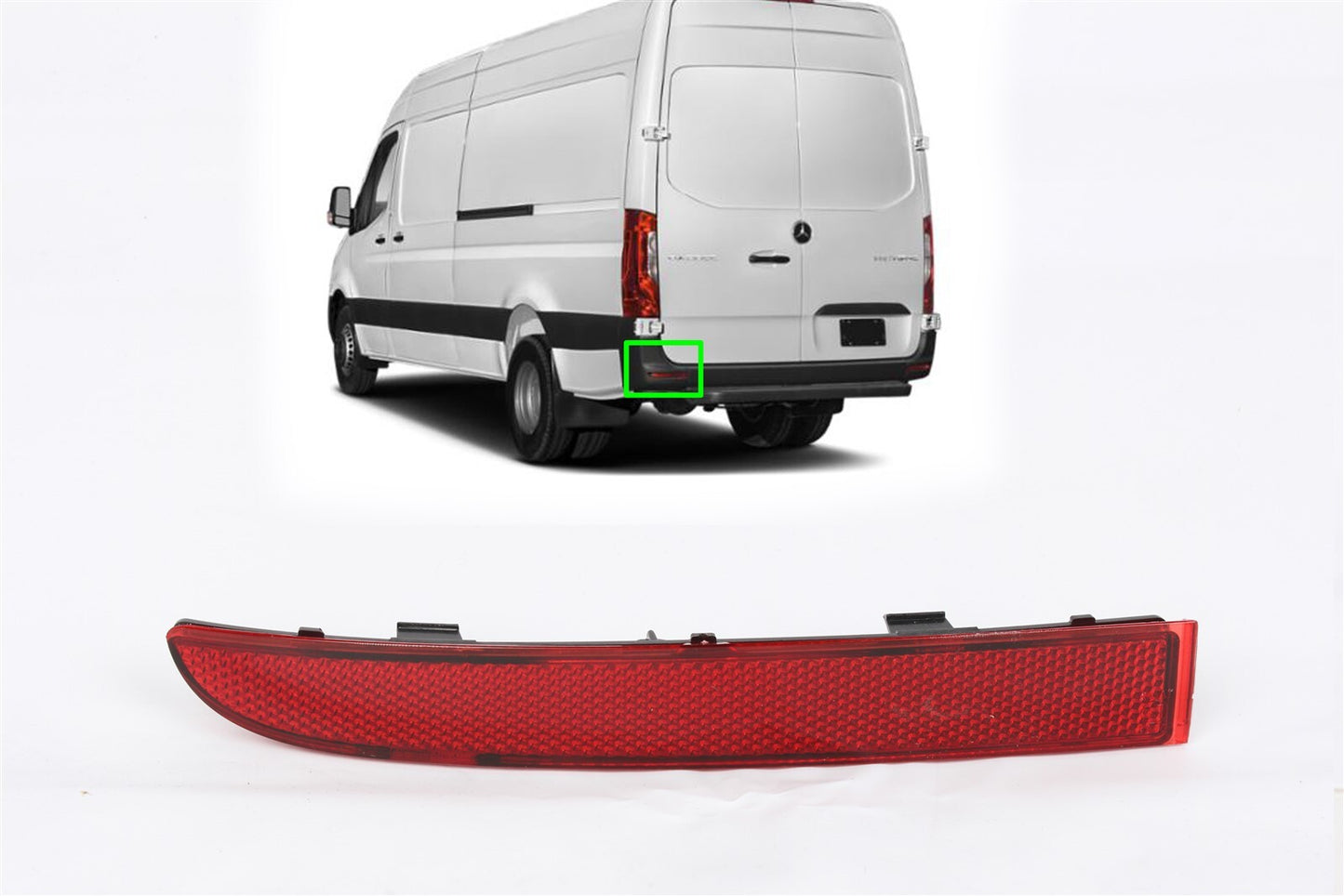 ya 4 6.21 for MERCEDES SPRINTER W907 2019-2021 LEFT DRIVER SIDE REAR BUMPER REFLECTOR