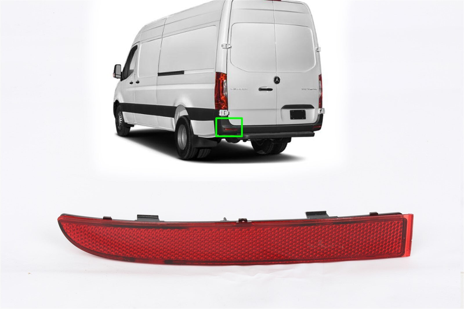 ya 4 6.21 for MERCEDES SPRINTER W907 2019-2021 LEFT DRIVER SIDE REAR BUMPER REFLECTOR