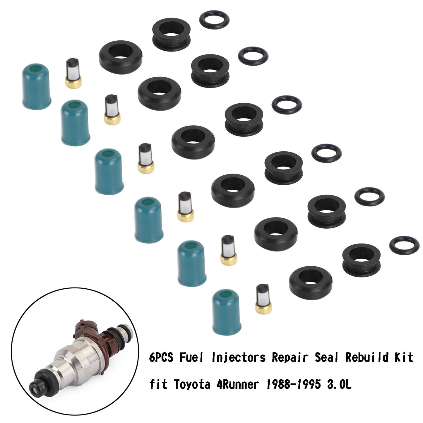 ya 1 8.12 baidi 6PCS Fuel Injectors Repair Seal Rebuild Kit for 3VZE 1988-1995 3.0L