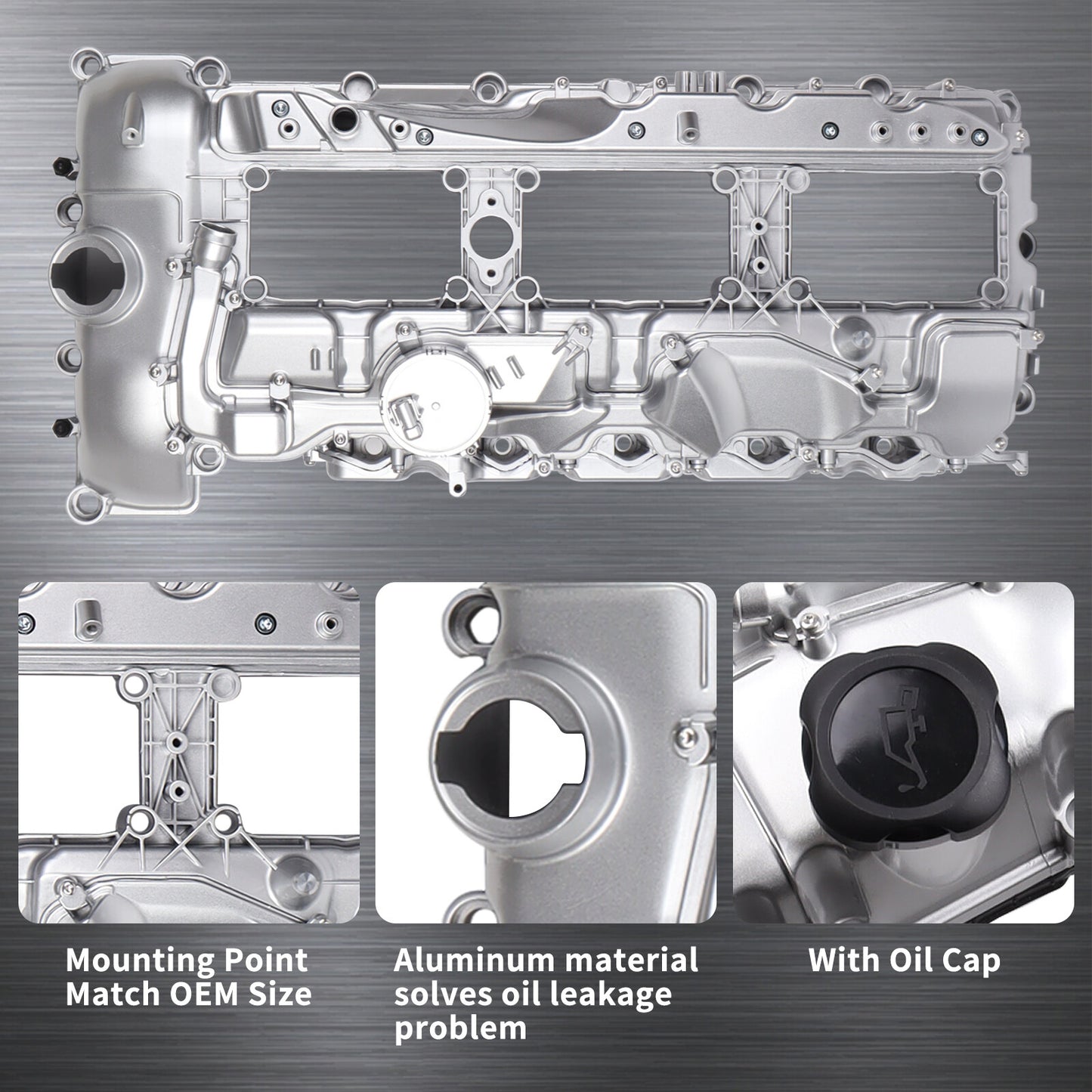 ya 11 6.5 N55 Engine Aluminum Valve Cover Compatible with for BMW 135i M235i 535i 11127570292