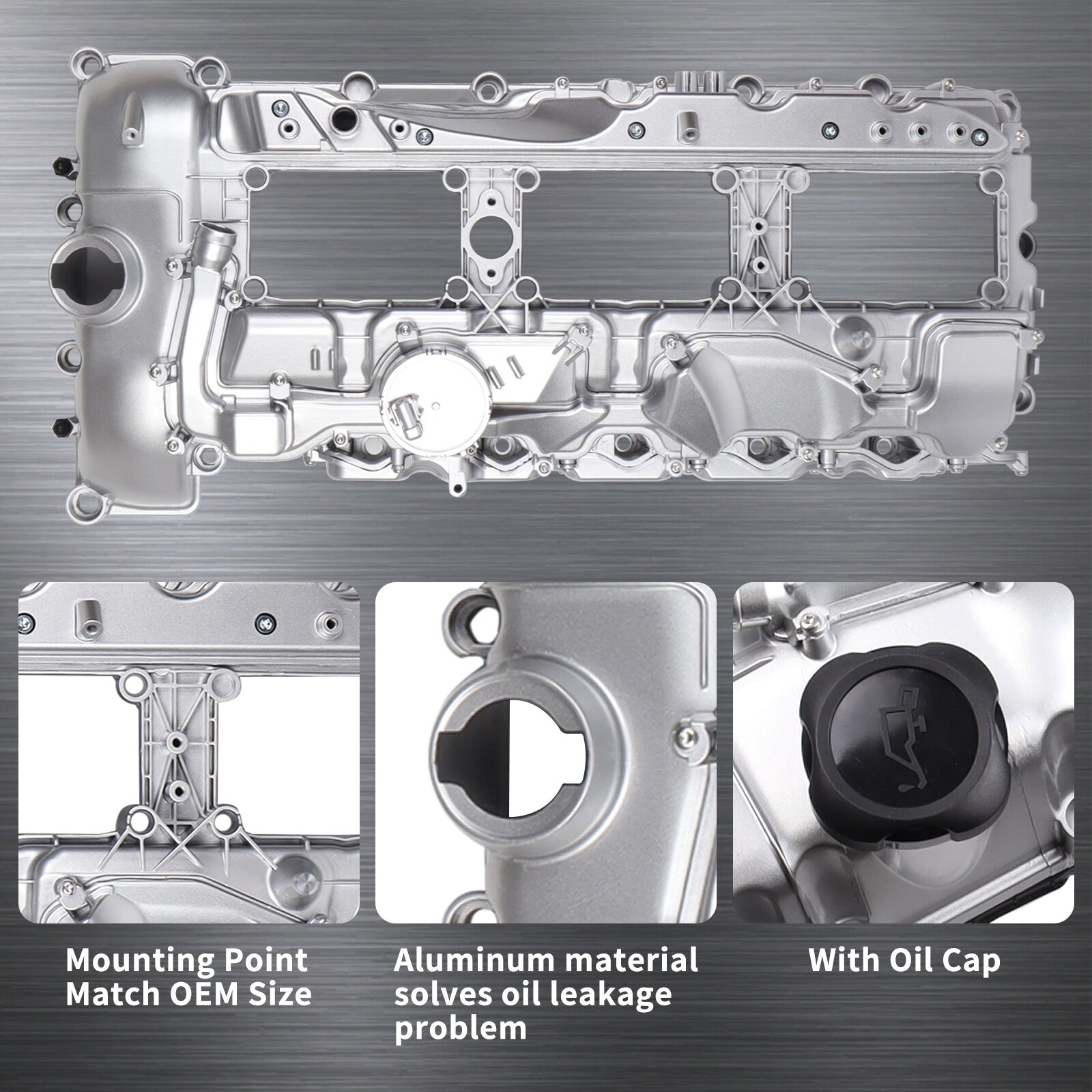 ya 11 6.5 N55 Engine Aluminum Valve Cover Compatible with for BMW 135i M235i 535i 11127570292