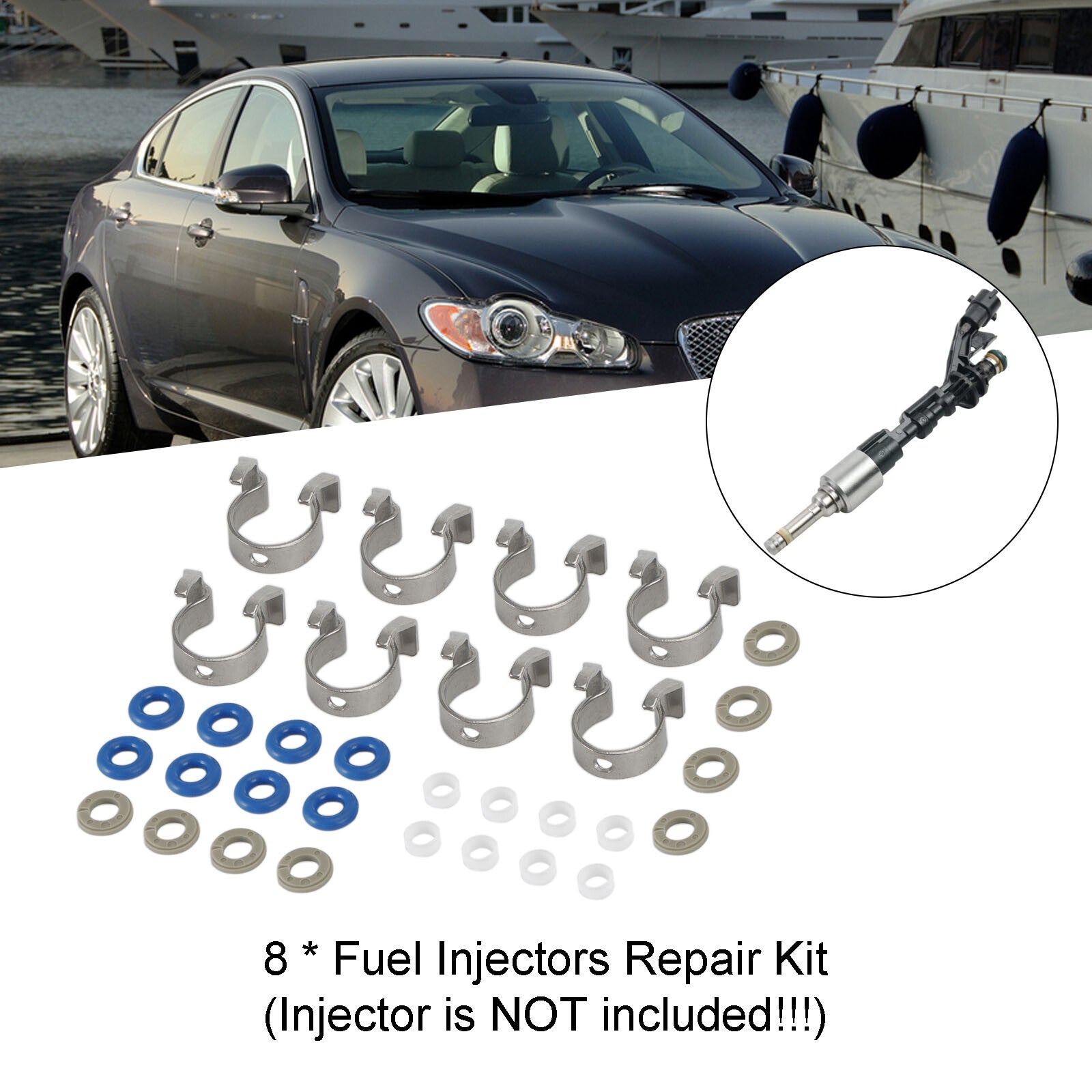 ya 1 8.5.4 8PCS Fuel Injectors Repair Seal Kit 0261500105 for Range Rover for Jaguar 5.0L