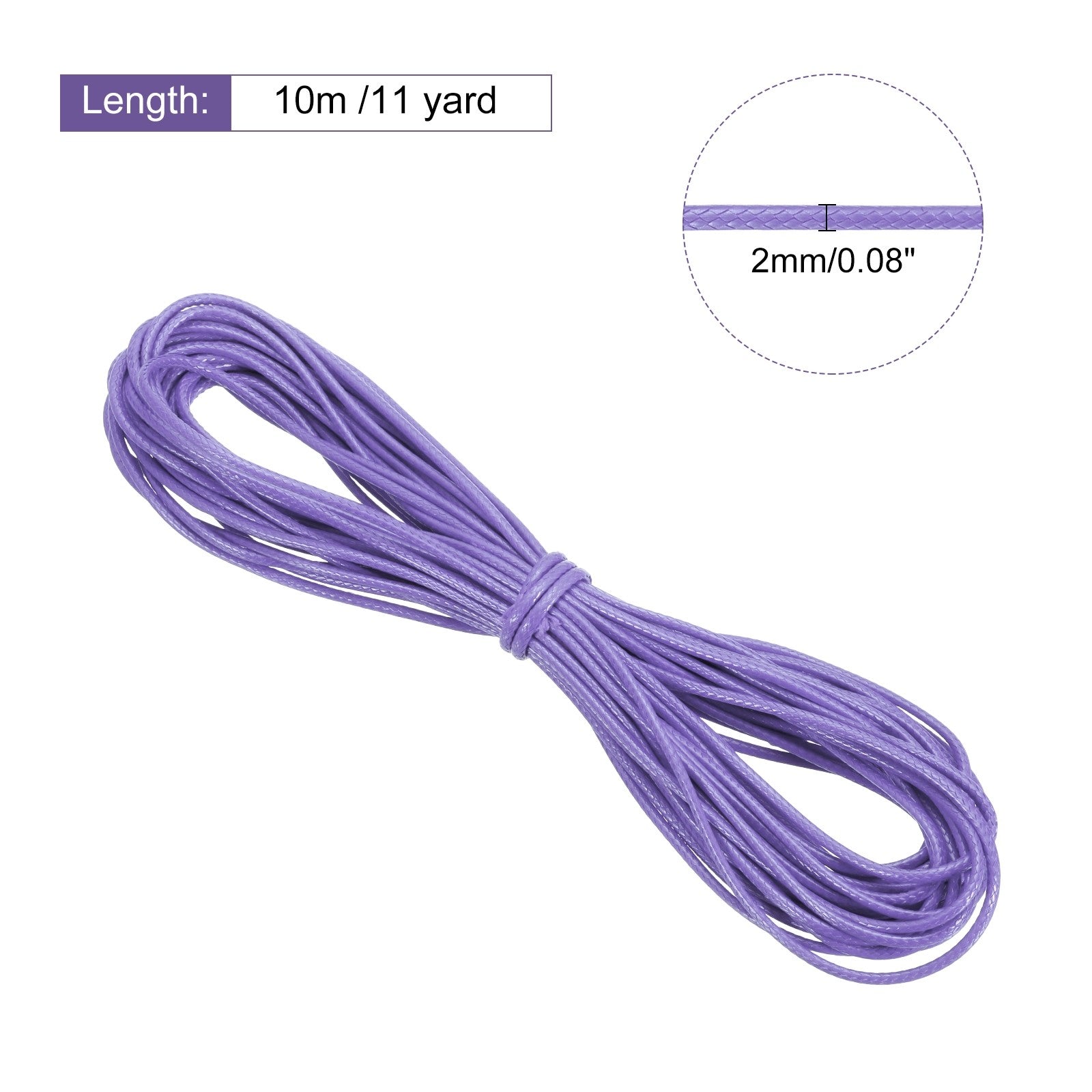 ya 5 8.7 Light Purple 2mm Waxed Cord 11 Yard Wax Bead Thread String for Jewelry Make