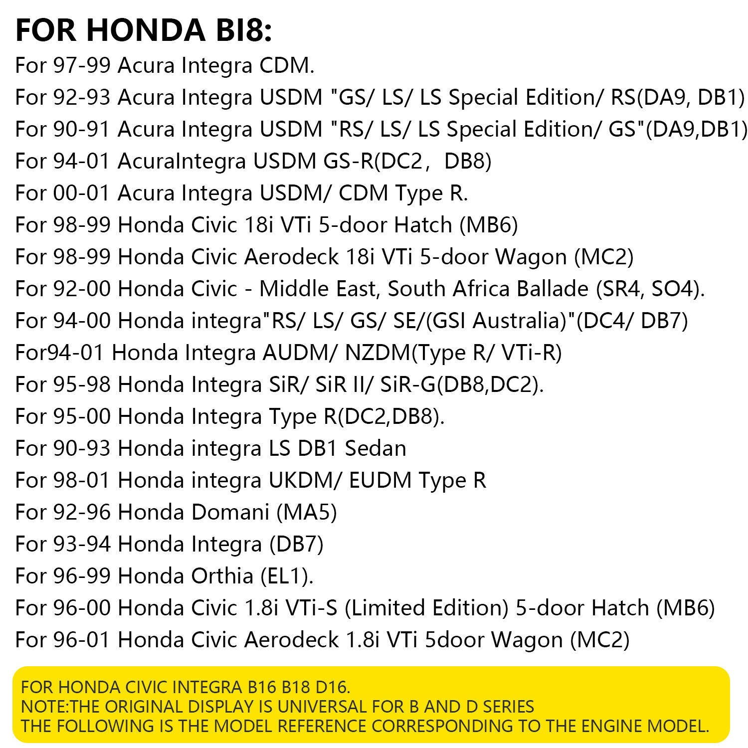 ya 1 8.5.4 engine wiring harness for Honda for Civic Integra B16 B18 D16 OBD2 Budget D & B 