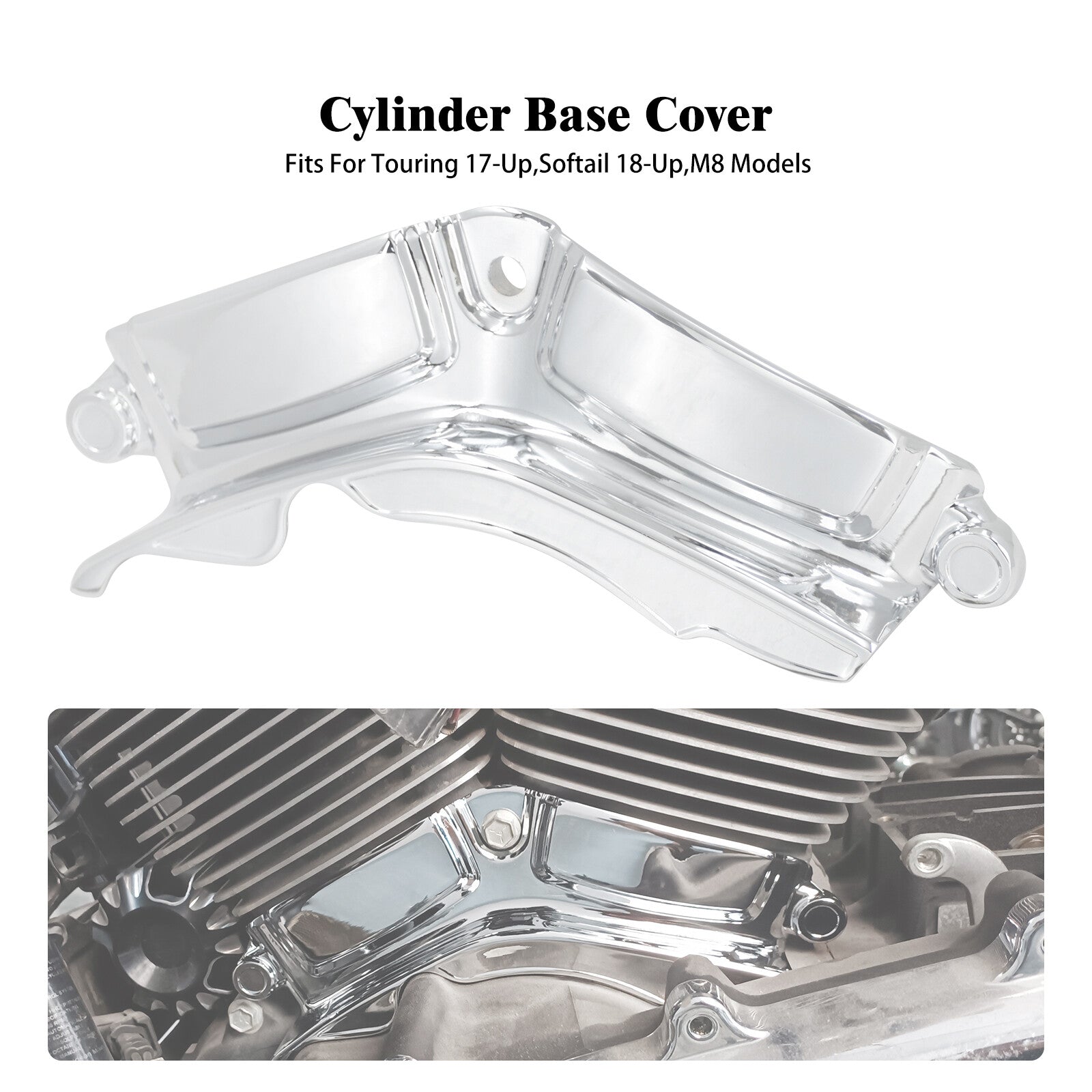 ya 1 7.4 Chrome Cylinder Base Engine Cover for Harley Touring Street Road Glide 2017-2023