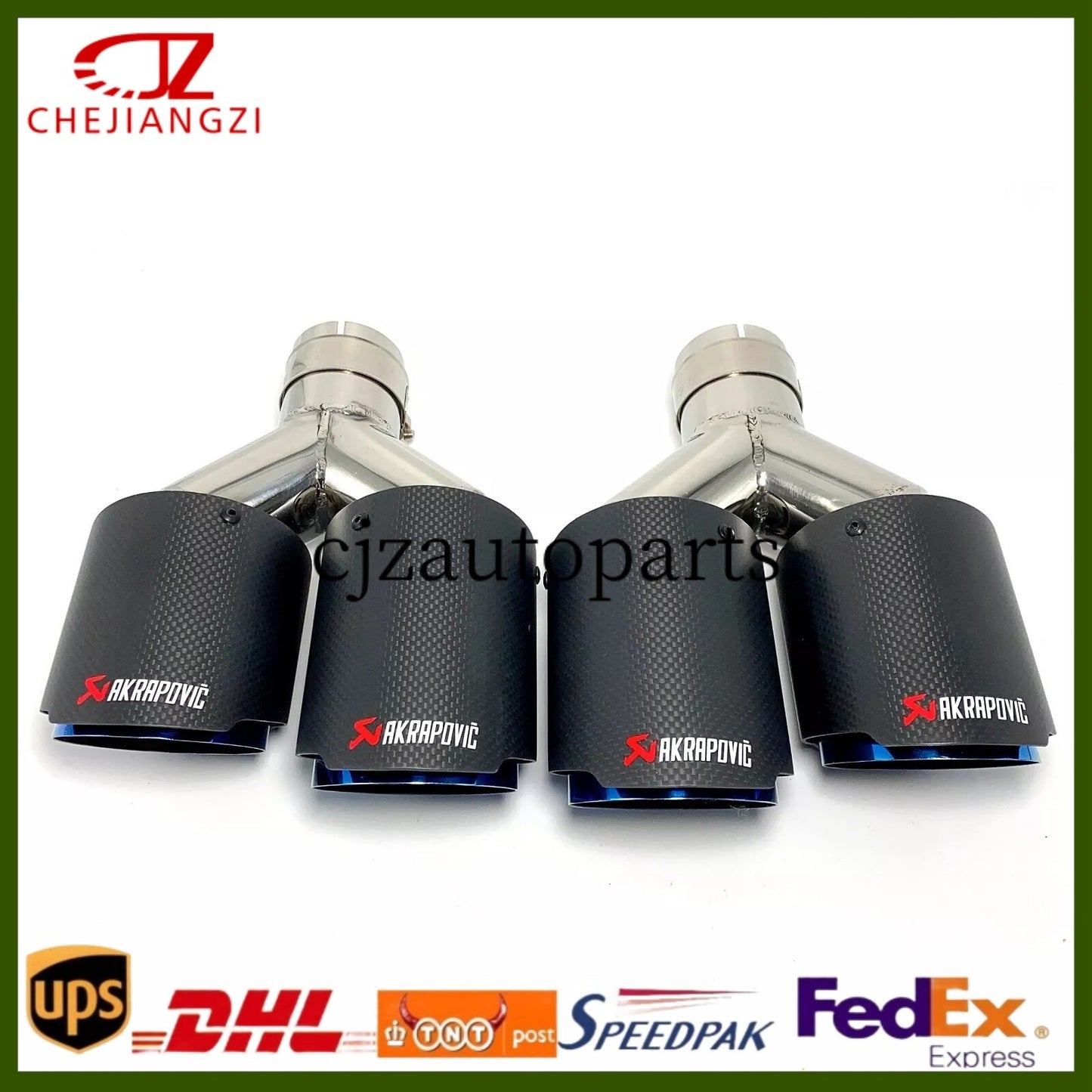 ya 4 6.17.2 Akrapovic Matte Blue Carbon Fiber Tip Dual Muffler OD:76 89 101 114MM