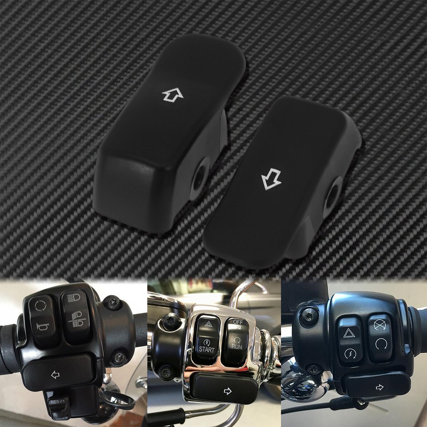 ya 4 6.17.2 1Pair Motorcycle Black Turn Signal Extension Caps Fit for Harley XL Softail Dyna