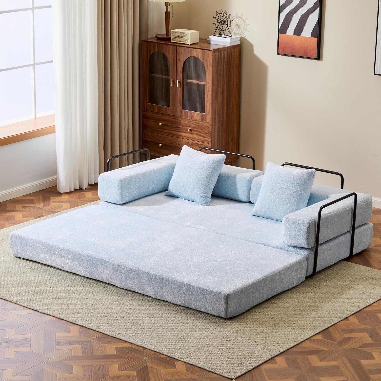 ya 28 Floor Couch,Convertible Floor Sofa Bed-with Pillow Back Support ,Chenille Fabric