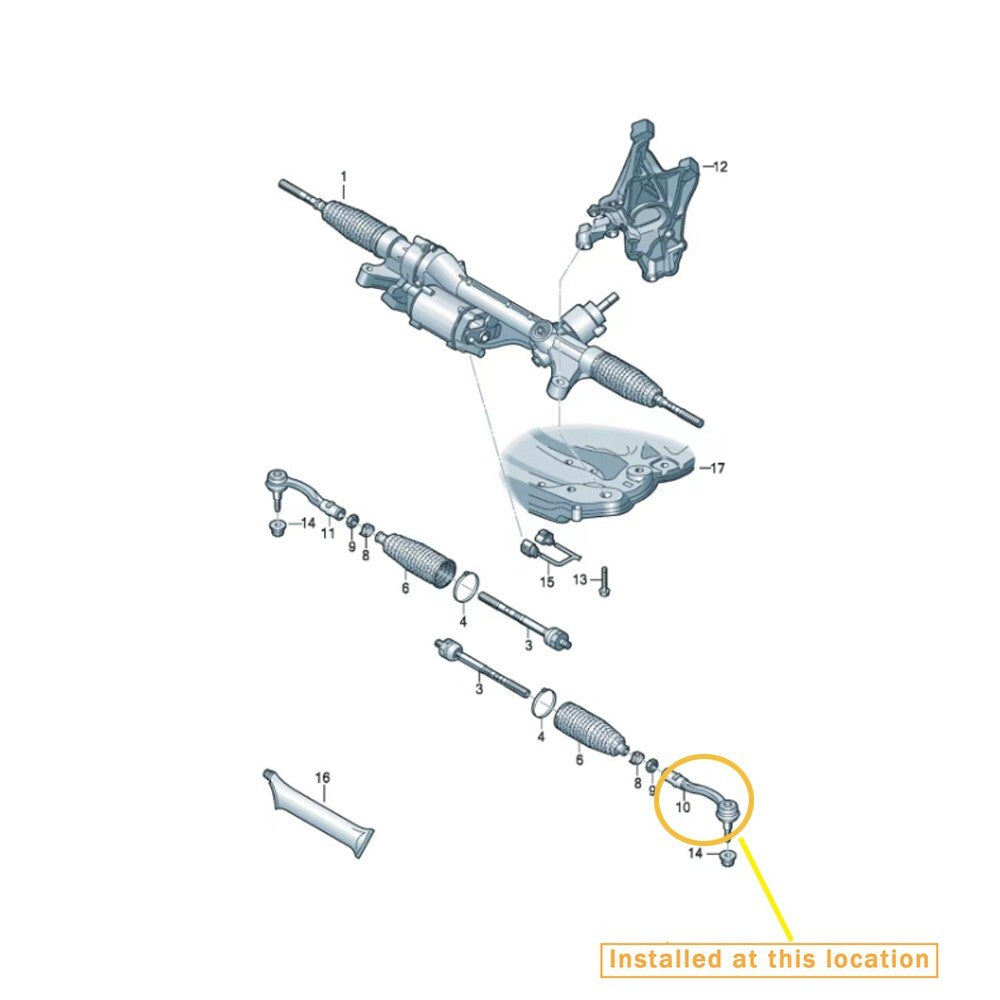 ya 5 8.7 for Audi B9 outer tie rod ball joint (R) OE: 8W0423812A