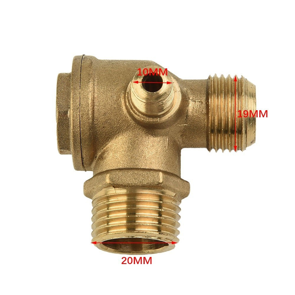 ya 14 Air Compressor 3-Port Brass Check Valve Threaded Plumbing Fitting Connector Tool