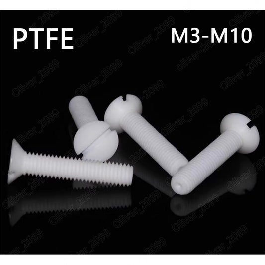 PTFE Plastic Slotted Countersunk Flat Head Screws M3/M4/M5/M6/M8/M10