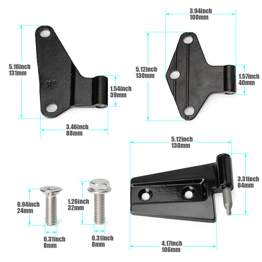 ya 11 6.6 Body Door Hinge Replacement Set 20090 for Jeep for Wrangler JK Powder Coat 2007-2018