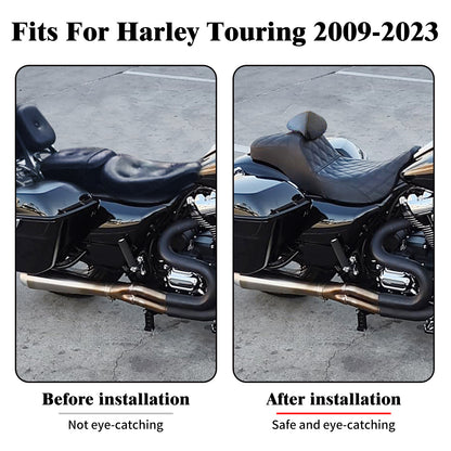 ya 5 8.7 Driver Passenger for SEAT w/ Backrest for Harley Touring Street Road Glide 2009-2023