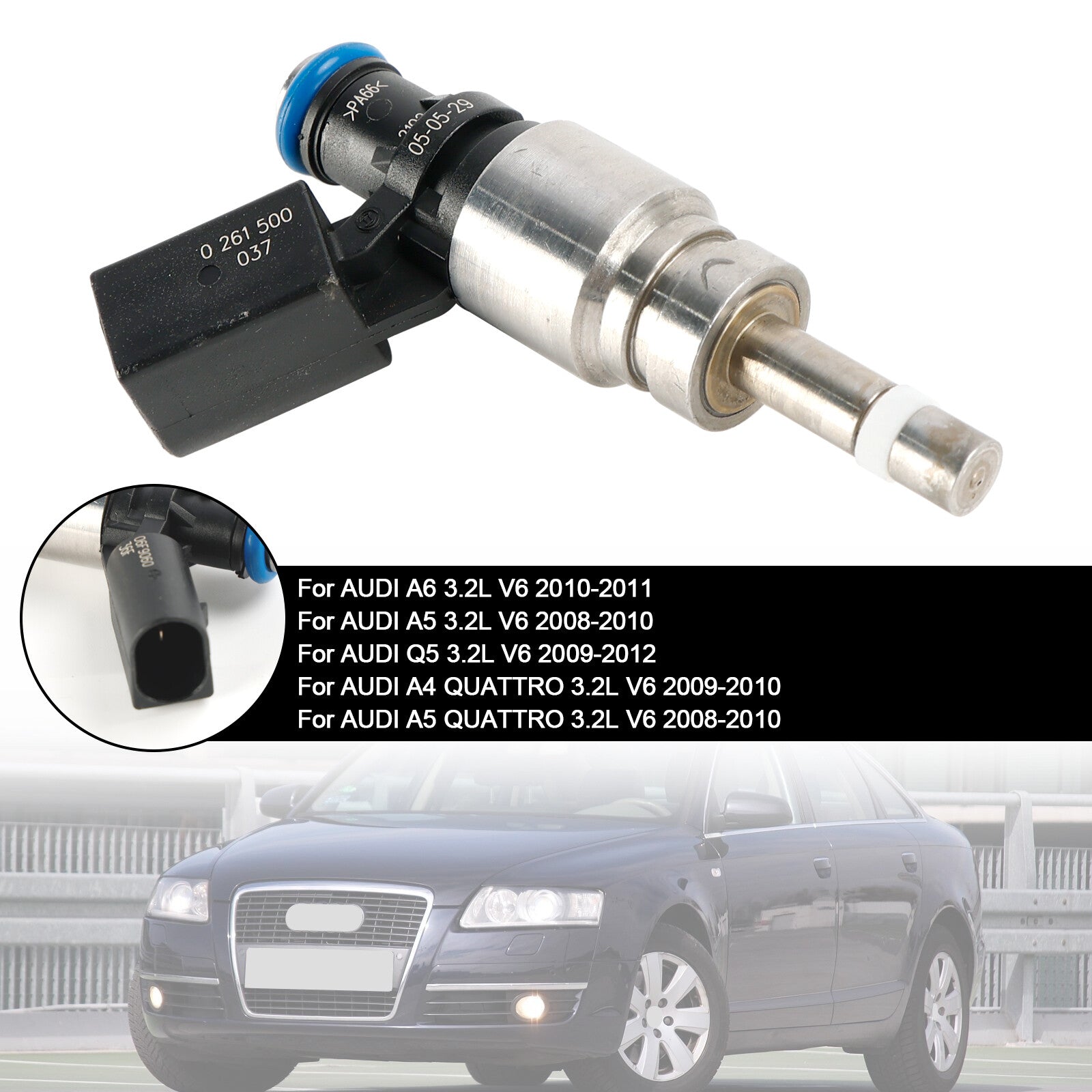 ya 1 8.5.2 1PCS Fuel Injector 06E906036F for Audi Q5 A4 A5 A6 3.2L V6 2008-11 0261500037