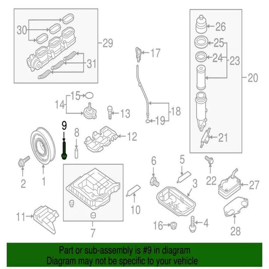 ya 1 7.2 N90851702 Upper Oil Pan Bolt for Audi