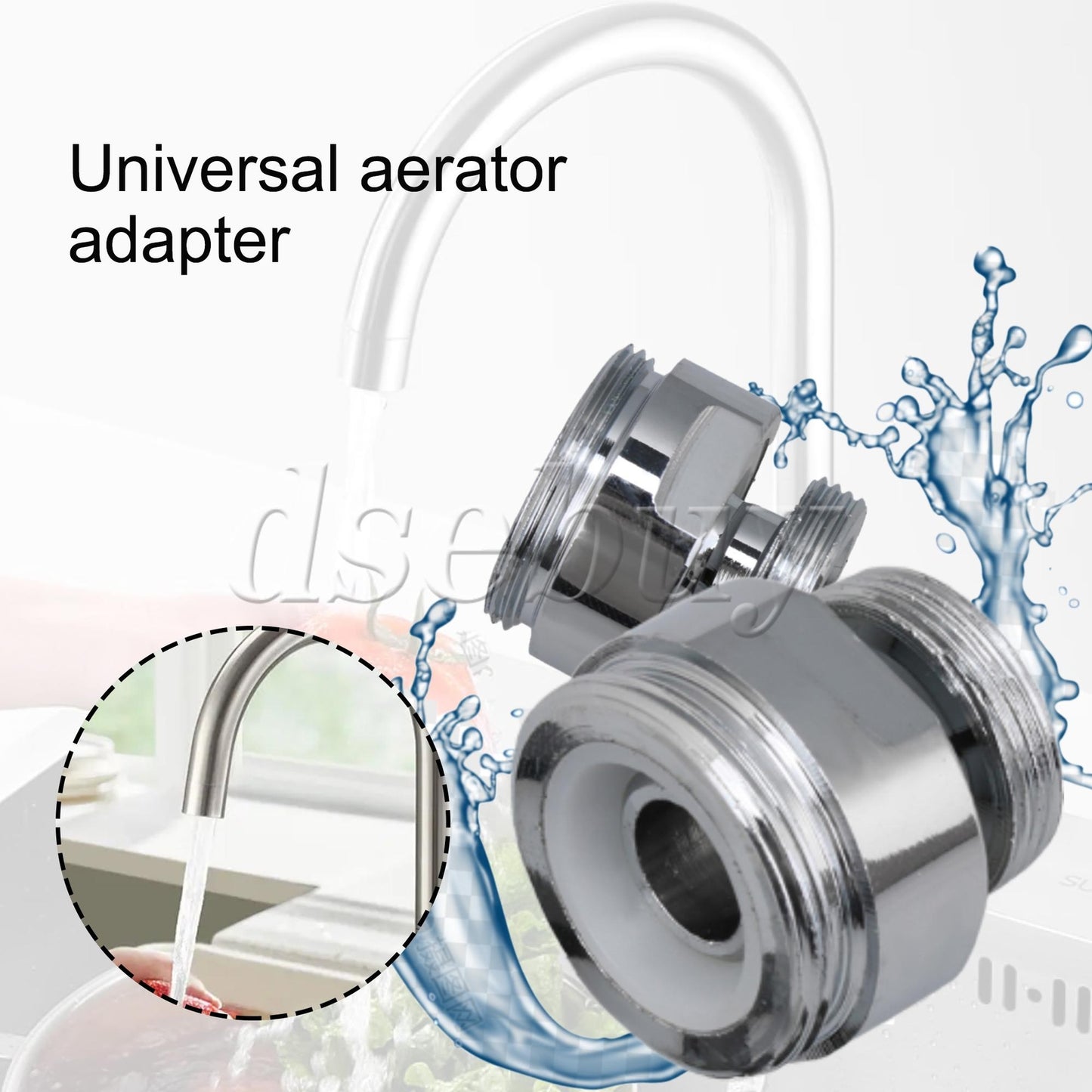 ya 14 2Pcs Faucet Garden Hose Adapter Kit Sink Swivel Attachments 18 to 22mm Silver