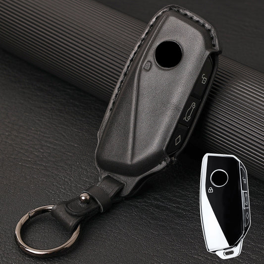 ya 5 6.16 Leather Key Chain Fob Cover Case for BMW Ix I4 2 3 4 5 Series X3 X5 2024