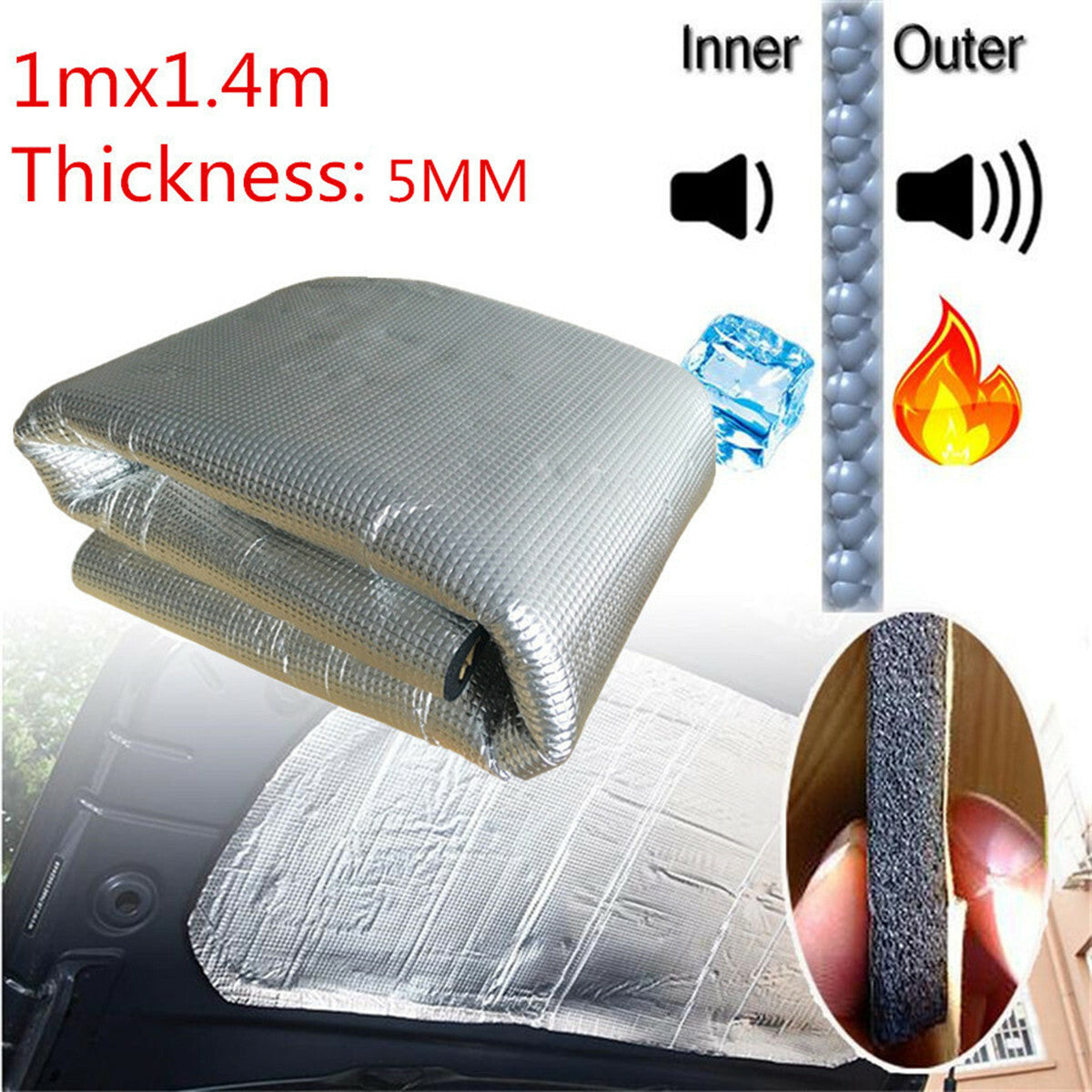 ya 5 8.7 Sound Deadener Heat Shield Insulation Mat Car Firewall Hood Engine Bay 1x1.4m