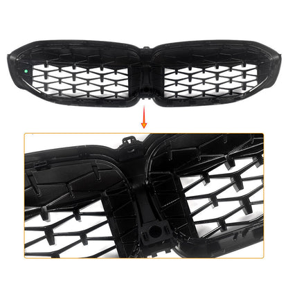 ya 10 10.28 Diamond Front Kidney Grill Grille For G20 330i M340i 2019-2022 Gloss Black 