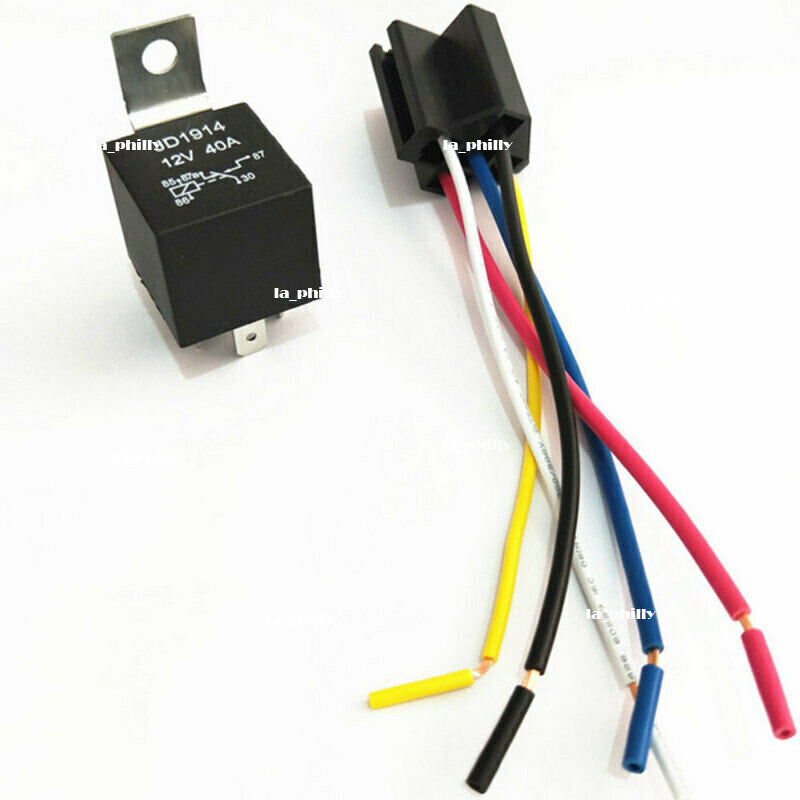 ya 1 7.4 12V 30/40 Amp 5-Pin SPDT Automotive Relay with Wires & Harness Socket