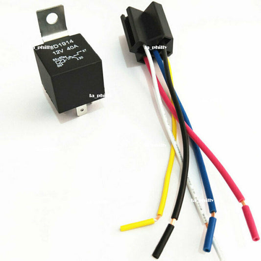ya 1 7.4 12V 30/40 Amp 5-Pin SPDT Automotive Relay with Wires & Harness Socket