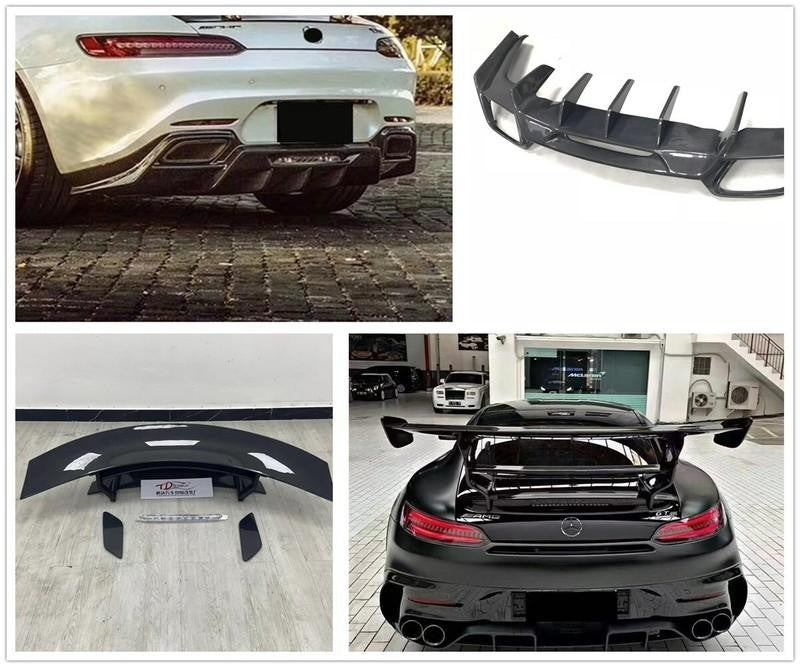 ya 4 6.17 Carbon Fibre Series Rear Spoiler Wing Diffuser 2 pcs for Benz AMG GT