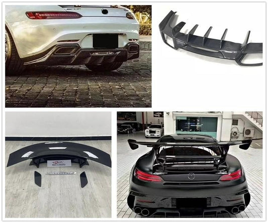 ya 4 6.17 Carbon Fibre Series Rear Spoiler Wing Diffuser 2 pcs for Benz AMG GT