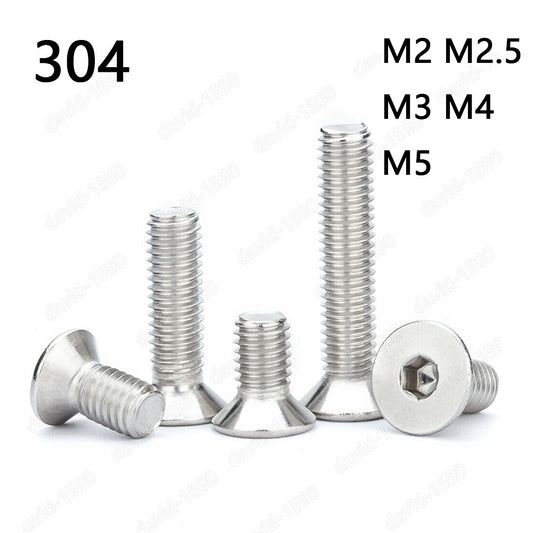 304 Stainless Steel Hex Socket Countersunk Head Screw M1.6/M2/M3/M4/M5/M6/M8/M10