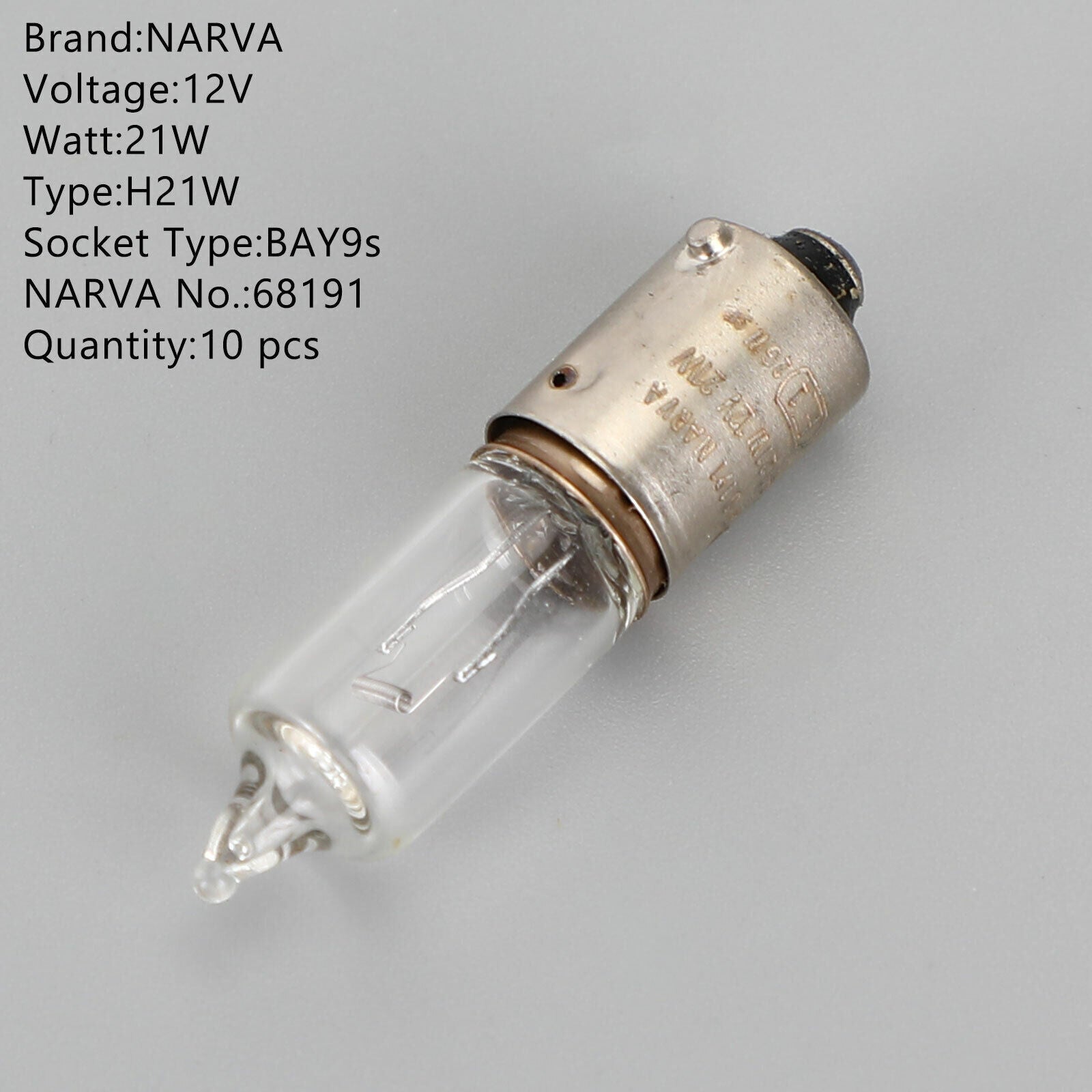 ya 1 8.5.4 10x For NARVA 68191 Car Auxiliary Bulbs H21W 12V21W BAY9s