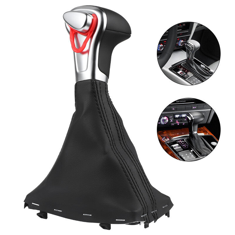 ya 11 6.5 Gear Shift Knob Shifter Leather Gaiter Boot Cover Black Fit for Audi A4 A5 A6 Q5 Q7