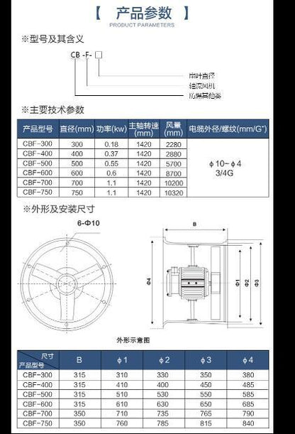 ya 25 220V Explosion-proof axial flow fan pipeline exhaust fan 300mm 2550rpm 0.18KW O