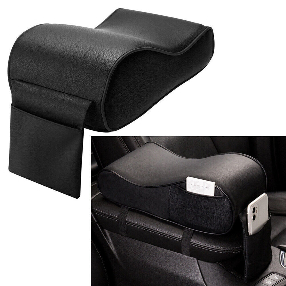 ya 2 6.26 Black Universal Car SUV PU Memory Foam Console Armrest Box Cushion Pad Mat Set