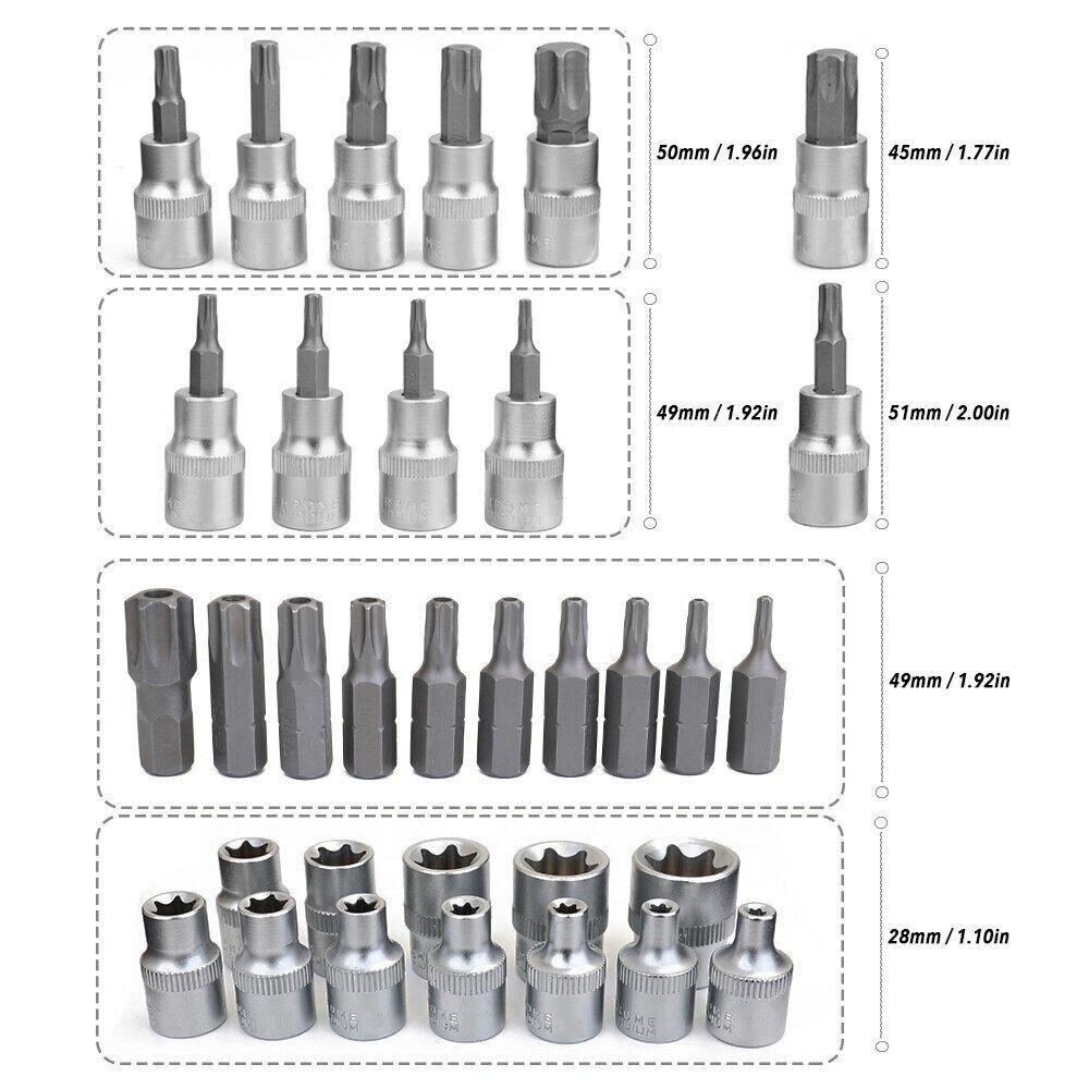 ya 26 Sleeve Tool Kits for Car Motor Repairing Socket Set Wrench Female Torx 